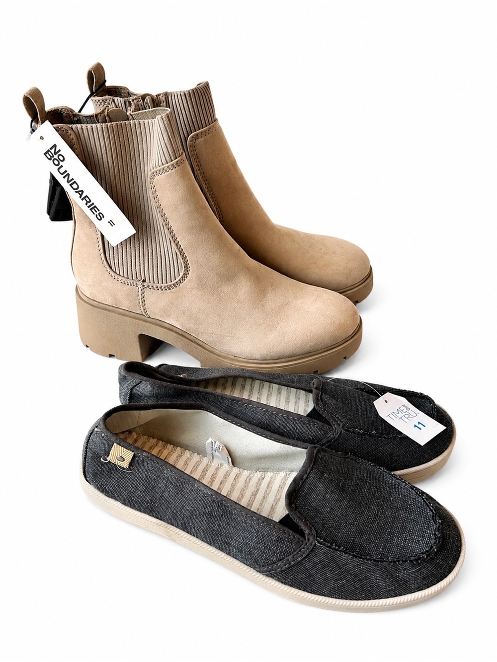 NWT Shoe Bundle 11 No Boundaries Chelsea Boots, Time Tru Canvas Slip On Sneakers